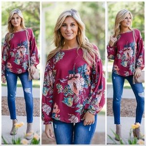Women’s Floral Waffle Knit Top